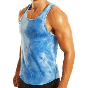 Camiseta sin mangas con tinte de corbata de entrenamiento para hombre con logotipo personalizado OEM, camiseta ajustada para gimnasio, camiseta sin mangas para culturismo - Product Image 5