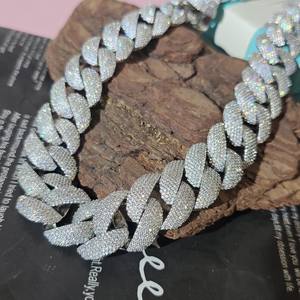 Collier chaîne cubaine en moissanite glacée de luxe, bijoux hip-hop, aspect diamant, plaqué rhodium, cadeau orthodoxe, fête, 50 carats - Product Image 6