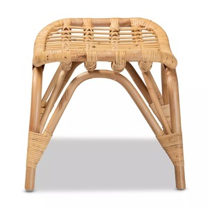 Taburete tejido bohemio ergonómico hecho a mano, muebles de ratán natural con diseño contemporáneo para sala de estar o villa - Product Image 5