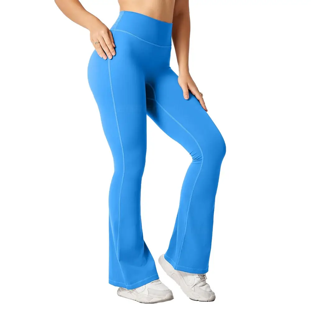 Direct fabriqué en usine personnalisé taille haute Super Stretch sport évasé Leggings femmes pantalons de Yoga à jambes larges