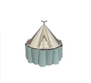 Round Designer Premium Quality Metal Casserole Hot <b>Pots</b> <b>With</b> <b>Lid</b> Food Warmer Home Hotel Restaurants Table Decorative <b>Pots</b> - Product Image 4