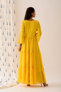 Haute qualité jaune citron Angrakha indien mode style qualité Kurti et pantalon direct du fabricant indien - Product Image 6