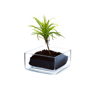 VBV0804 - Square Glass Block <b>Vase</b> - 8 x 4 - Product Image 2