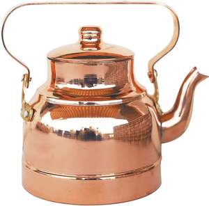 Artisan copper <b>kettle</b> with mirror shine and thick base great for countertop decor or <b>vintage</b> kitchen styling - Product Image 2