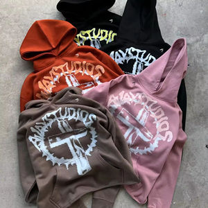 Sudaderas con cremallera de gran tamaño teñidas lisas de otoño con estampado DGT personalizado, sudadera Unisex sin bolsillo, dobladillo en bruto, estampado de hojaldre, sin parche de cuerda - Product Image 1