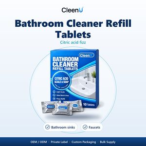 Pastiglie Detergenti per Bagno 10 Pezzi con Flacone Spray Riutilizzabile, Rimuovi-Sporco al Sapone agli Agrumi per Lavabi, Rubinetti, Vetri Doccia - OEM Ingrosso - Product Image 1