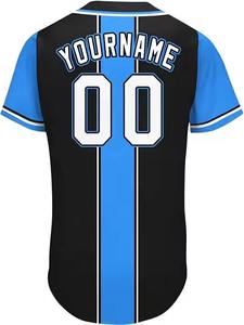 Camiseta de equipo de béisbol personalizada para hombres y mujeres, 100% poliéster, transpirable, cuello en V, camisetas con botones estampados, uniforme deportivo, teñido liso - Product Image 3