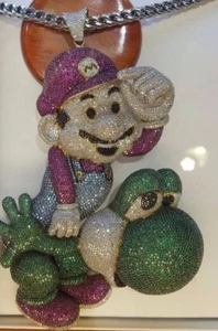 925 Staling Sliver Round Cut Moissanite Men's Pendant Bijoux personnalisés - Product Image 2