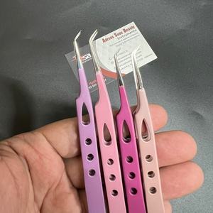 Pinzas de pestañas japonesas de acero sostenible al por mayor mango dentado 45 90 grados herramienta de extensión de pestañas de Punta puntiaguda Etiqueta Privada - Product Image 3