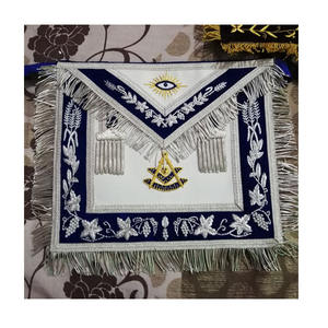 Tablier de 95e degré du Rite Écossais avec col et poignets brodés, Régalia maçonnique, Tablier de past maître tout blanc, fait main, 2025 - Product Image 3