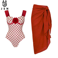 JSN 2026 Maillot de bain une pièce personnalisé pour femme, motif floral 3D, coupe haute, avec cache-maillot uni, sexy et dos nu