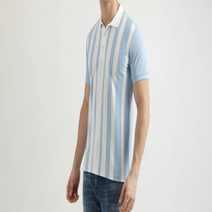 เสื้อยืดกอล์ฟแขนสั้นสำหรับผู้ชายเสื้อโปโลพิมพ์ลายทางผ้าเจอร์ซี่ย์100% ผ้าฝ้ายแห้งเร็วและไม่ยับง่ายมาใหม่ฤดูร้อน - Product Image 2