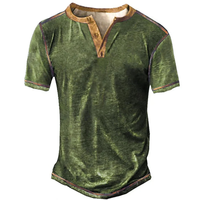 T-shirt Henley personnalisé pour homme 2025, col en V, imprimé, surdimensionné, polyester/coton, anti-plis, écologique, séchage rapide, respirant, décontracté