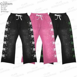 Acid Wash Sweat Suits Cotton Thick Zip up Applique Embroidery <b>Patch</b> Flared Full Tracksuits Hoodies and Sweatpants Sets for Men - Product Image 5