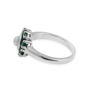 แหวนโอปอลสีเงินสเตอร์ลิง925ทำด้วยมือเครื่องประดับอัญมณีหลายเม็ดมรกตสำหรับปาร์ตี้คลาสสิกแสนโรแมนติกของผู้หญิง - Product Image 3