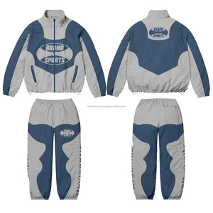 Ensemble de survêtement décontracté hiver 2026 pour homme, veste légère unie avec panneau ventilé au dos et pantalon de jogging ajustable avec fermeture éclair - Product Image 2