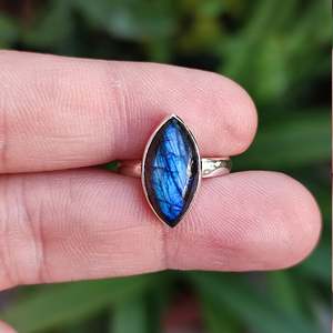 Handmade 925 Sterling Silver <b>Labradorite</b> <b>Ring</b> Statement Boho Style Gemstone Silver <b>Ring</b> Gift for Her - Product Image 5