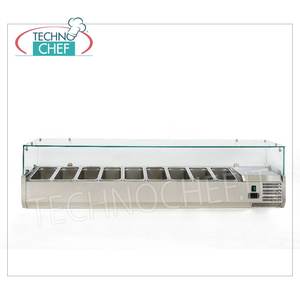 Équipement de réfrigération pour cuisine commerciale, vitrine de présentation d'ingrédients pour pizza de 180 cm de long, pour 9 contenants GN 1/4 - Product Image 2