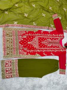 Elegante nuevo diseñador pesado Faux Georgette traje paquistaní elegante bordado conjunto boda ocasiones festivas celebración - Product Image 2