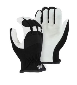 Guante mecánico de águila blanca de cuero de cabra con palma de piel de cabra de grano y guantes traseros de punto para trabajadores de máquinas - Product Image 6