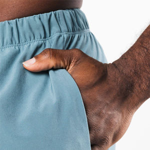 Short d'entraînement athlétique et écologique pour hommes, taille élastique, léger, séchage rapide, respirant et anti-rides, bleu - Product Image 5