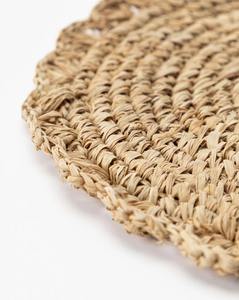 แผ่นรองแก้วหญ้าทะเลทรงกลมพร้อมขอบม้วนผลิตภัณฑ์ที่เป็นมิตรต่อสิ่งแวดล้อมทำจากแผ่นรองจานของตกแต่งโต๊ะในเวียดนามขายส่ง - Product Image 3