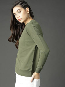 Sweat-shirt à capuche vert olive pour femme, polaire doux, 100% coton, manches longues, haut décontracté confortable, tenue quotidienne élégante, hiver - Product Image 3