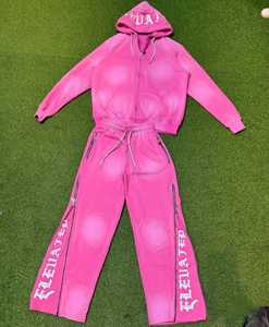 Survêtement imprimé personnalisé de haute qualité pour hommes pantalon évasé survêtement décontracté avec capuche et pantalon ensemble pour l'hiver - Product Image 2