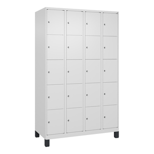 C+P Locker Cabinet Cabo on Feet, 20 Compartments, 1190 x 500 x 1950 mm, Traffic <b>White</b> - Product Image 1