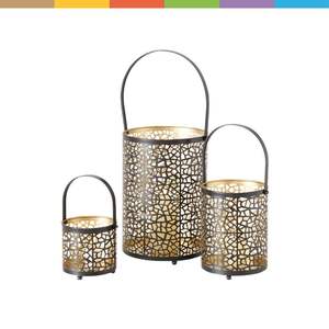 Portavelas de luz de té de hierro con patrón láser floral con acabado metálico para decoración festiva y ambiente nocturno brillante - Product Image 3