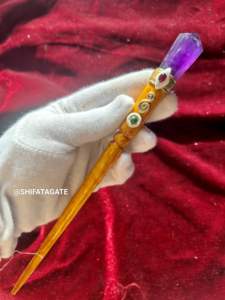 Gran venta de la mejor calidad, Varita de cristal de madera hecha a mano, Varita mágica de punto de amatista Natural para regalos, artesanías, piedra tallada - Product Image 6