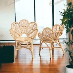 <b>Summer</b> Indoor Handmade Natural Rattan Flower Petal <b>Chair</b> Peacock <b>Chair</b> With Cushion Garden Outdoor Peacock Rattan <b>Chair</b> - Product Image 4