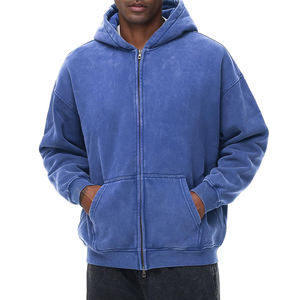 Sudaderas con capucha de gran tamaño para hombre de alta calidad, vendedor superior, sudaderas con capucha lavadas de estilo Vintage con cremallera para ropa informal - Product Image 1