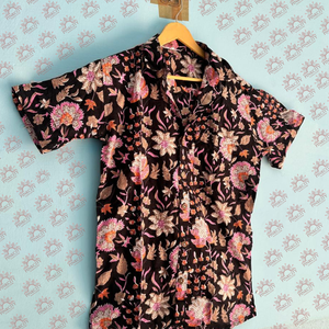 เสื้อผ้าผู้ชายเสื้อวันหยุดพักผ่อนลำลองฤดูร้อนทำด้วยมือผ้าฝ้ายแท้แขนสั้นพิมพ์ลายดอกไม้ชายหาด - Product Image 6