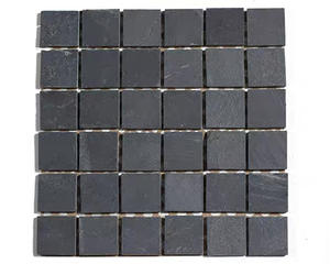 Carreaux de mosaïque carrés en <span class=keywords><strong>ardoise</strong></span> noire mate - Carreaux muraux en pierre naturelle écologiques et durables <span class=keywords><strong>pour</strong></span> cuisines et patios extérieurs - Product Image 2