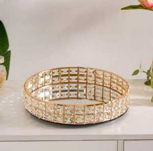 ถาดกระจกคริสตัลทรงกลมขนาดใหญ่สุดหรูแผ่นโชว์น้ำหอมสำหรับตกแต่งโต๊ะเครื่องแป้ง - Product Image 2