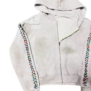 Sudadera con Capucha de Alta Calidad, 460 g/m², 100% Algodón, Transpirable, para Hombre, Estilo Holgado, Lavado Ácido, con Cremallera y Pedrería Personalizada - Product Image 6