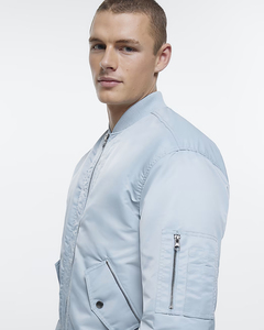 Chaqueta Bomber Personalizada para Hombre 2026, Azul Casual, Corte Regular, Impermeable, Nailon y Poliéster, Cierre de Cremallera, Cuello Alto, Invierno, Servicio OEM - Product Image 4
