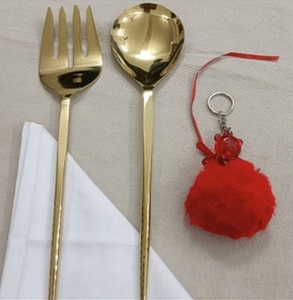 Juego de servidor de ensalada de acero inoxidable dorado martillado, 2 piezas, cuchara y tenedor modernos, cubiertos, cocina, buffet, comedor, decoración para fiesta de boda - Product Image 4