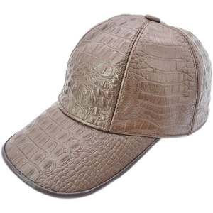 Gorra de béisbol de cuero genuino con textura de cocodrilo, unisex, con relieve de color sólido, duradera, para todas las estaciones. - Product Image 1