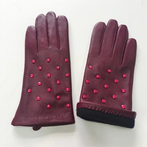 Gants tactiles en cuir d'agneau tendance pour femmes, hiver, usage quotidien décontracté, écologiques, cloutés or, cyclisme en extérieur - Product Image 4
