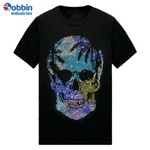 New Arrival Custom Logo Color Diamond Oversize Streetwear Breathable Eco-Friendly Cotton Men's T-Shirt with Rhinestone Transfer - Product Image 2