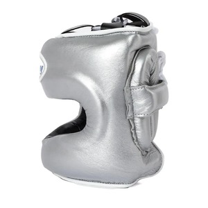 Casque de boxe gagnant en cuir véritable argenté, barre nasale, équipement de protection de haute qualité, poignées pour vente en gros - Product Image 4