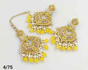 MOTIPEARL CHANDBALI, boucles d'oreilles plaquées or indien, boucles d'oreilles traditionnelles pendantes et tonifiantes, ensemble de boucles d'oreilles et de mangtikka pour femmes et filles - Product Image 4