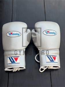 Gants de boxe en cuir de vachette à lacets argentés, rembourrage épais à 4 couches, poignées respirantes, gants d'entraînement - Product Image 6