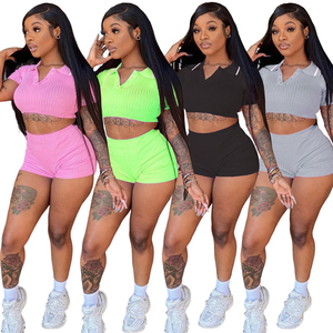 เสื้อผ้าแฟชั่น2ชิ้นสำหรับฤดูร้อนชุดสั้นคอกลมลายพิมพ์ลายตามสั่งใหม่2024 - Product Image 1