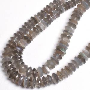 Perles de rondelle de pierre de lune grise naturelle en gros pierres de fantaisie à facettes multiples pour la fabrication de bijoux directement de l'Inde - Product Image 3