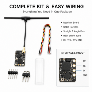 Récepteur Nano ELRS 2.4G pour Drone FPV, Récepteur de Contrôle RC 100mW 18x11mm avec Antenne T pour Quadricoptère - Product Image 4