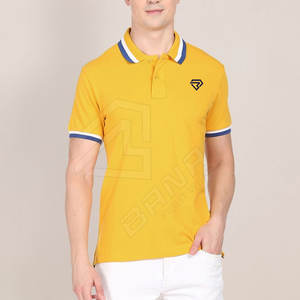 เสื้อโปโลแขนสั้นลำลองสำหรับผู้ชาย, ผ้าฝ้าย100% ดีไซน์ใหม่ผ้าถักลายพื้น - Product Image 1