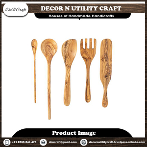 Ustensiles en bois faits à la main en bois d'acacia naturel ustensiles de cuisine écologiques cuillères de cuisine antiadhésives pince - Product Image 2